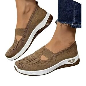 Women'S Woven Orthopedic Breathable Soft Shoes Go Walking Slip on Diabetic Foam